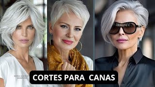 CORTES PARA LUCIR TUS CANAS DESPUÉS DE LOS 50 60 Y 7O AÑOS TENDENCIA EN PELO CORTOS CANOSO [upl. by Nivalc236]