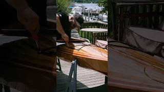 PERFECT finish on the wood kayak  buffing and polishing [upl. by Atteras170]