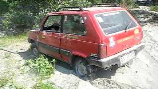 Fiat Panda 4x4 trascinata sulla sabbia del po [upl. by Lewendal]