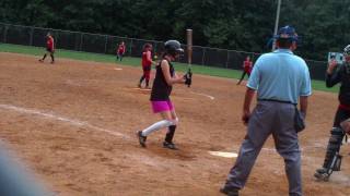 10 yr old fastpitch pitcher Leah playing 16U Rec Ball gets a pick off [upl. by Tatia752]