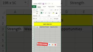 Simple SWOT Analysis Template in Excel [upl. by Perpetua]