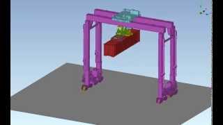 Container Crane operation simulation using the ANSA Kinetics tool [upl. by Ahsinan]