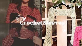 Easy Fishnet Sleeves  Shrug  Bolero  mesh top  Crochet Tutorial [upl. by Airetal]