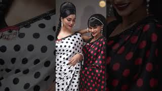 Retro Style Polka Dots Sarees dheu polkadot satinsilk retrostyles indianattire bollywoodstyle [upl. by Nnairb]