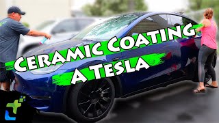 Ceramic Coating Your Tesla  DIY Ceramic Coating Tesla Model Y3SX [upl. by Adnirolc]