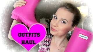 HAUL  OUTFITS  HUNTERstövlar Belle Shoes amp Nellycom [upl. by Orola593]