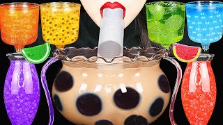 ASMR RAINBOW DRINKS GIANT BOBA BUBBLE TEA CANDY VAMPIRE FROG EGGS TEA 신기한 물 먹방 DRINKING SOUNDS [upl. by Albina630]