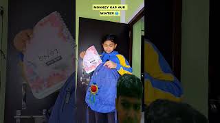 monkey cap aur winter😂 comedy funny school winter indianfamily aruj shortvideo video [upl. by Innes519]