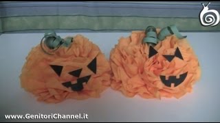 Tutorial Halloween  zucca con tovaglioli di carta [upl. by Eetnahc]