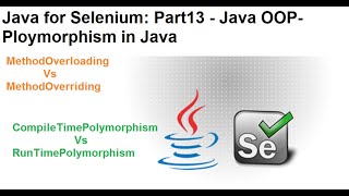 Java for Selenium  Part13  What is Polymorphism In Java [upl. by Charry9]