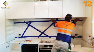 How to Install Kitchen Splashback one Piece Tile 25m by 90cm 12 [upl. by Skolnik]