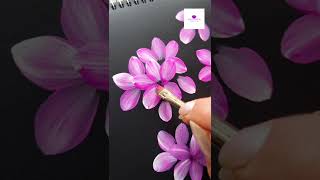 Beautiful Pink flowers using round brush  Easy flower painting Day20 [upl. by Gnet261]