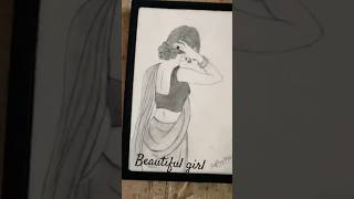 Girls drawing in saree 😍  Pencil sketch for beginner  How to draw a traditional girl with saree [upl. by Sadnalor418]