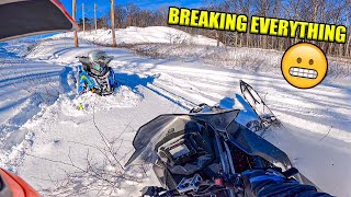 Upper Michigan Powerline Snowmobiling  We Broke Everything [upl. by Sharla]