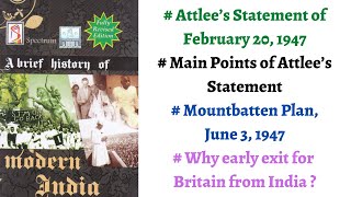 V134 Clemet Atlees Statement amp Mountbattens Plan 3rd June 1947 Spectrum Modern History [upl. by Agna]