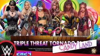 WWE 2k24 Candy Land Universe  Asuka amp Kairi Sane VS Dark Queen amp Maryse VS Tanya amp Xia Li [upl. by Wolfort]