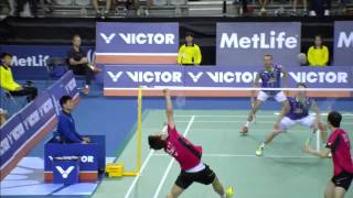 Victor Korea Open 2015  Badminton SF M1MD  LeeYoo vs BoeMog [upl. by Aiyotal]