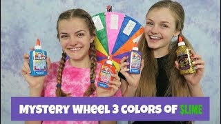 Mystery Wheel 3 Colors of Slime Challenge  Jacy and Kacy [upl. by Eniamurt]