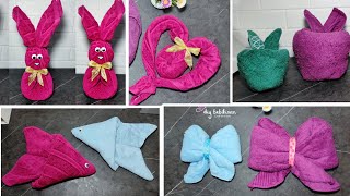 5 Easy Towel Art  DIY Folding Towel Art [upl. by Roderigo176]