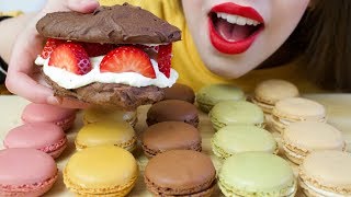 ASMR STARBUCKS MACARONS  Raspberry Chocolate Marakuja CRUNCHY Eating Sounds No Talking [upl. by Adniral229]