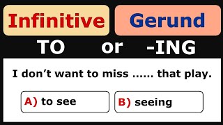 GERUNDing or INFINITIVE to  Grammar Quiz [upl. by Marje]