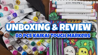 80 PCS KAIKAI TOUCH MARKERS  UNBOXING AND REVIEWS [upl. by Erminna]