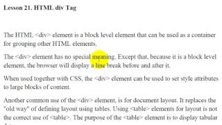 HTML Lesson 21 HTML div tag Easy Steps Sahalsoftware [upl. by Naara]