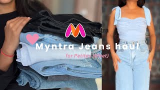 Myntra Jeans Haul for Petites 5feet  Low rise Baggy fit y2k jeans haul under ₹1000 [upl. by Nelehyram207]