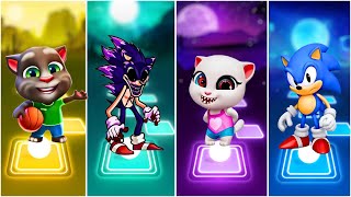 Talking Tom 🆚 Sonic EXE🆚 Talking Tom EXE🆚 Sonic COFFIN DANCE TILES HOP EDM RUSH WHO IS BEST [upl. by Marcile]