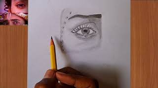 Radha Krishna eyes drawing with pencil  beautiful idea of eye draw for beginners [upl. by Devaney]