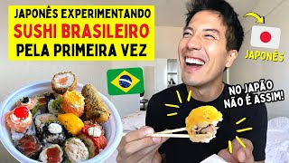 Japonês experimentando sushi brasileiro pela primeira vez [upl. by Shreeves234]