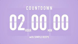 2 Hours Countdown Flip Clock Timer  Simple Beeps 🫐 🔔 [upl. by Sindee]