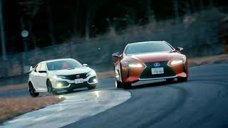 Chris Harris races the Honda Civic Type R vs Lexus LC500  Top Gear Series 25  BBC [upl. by Vick]