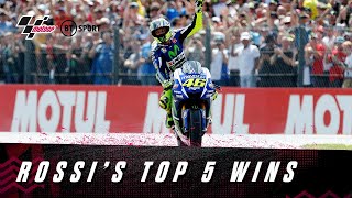 Valentino Rossis top five MotoGP wins  His most thrilling battles and mindblowing performances [upl. by Namijneb138]