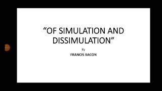 quotOf Simulation And Dissimulationquot by BaconEASY WORD TO WORD EXPLANATIONMA ENGLISH [upl. by Tayyebeb]