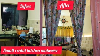 Indian small rental Non modular kitchen makeover video ✨😍meesho home decor ideas [upl. by Rena]