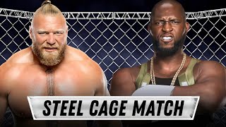 WWE 2K24  Brock Lesnar vs Omos  Steel Cage Match [upl. by Neeluqcaj]