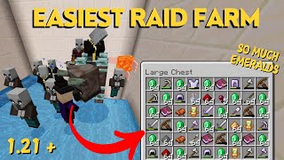 Easiest Minecraft Raid Farm EVER in Bedrock 121 [upl. by Ahsrats]