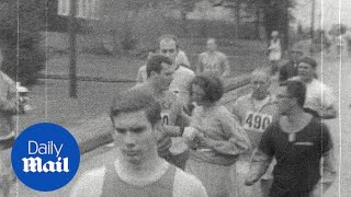 1967 Kathrine Switzers first time running the Boston Marathon  Daily Mail [upl. by Mose745]