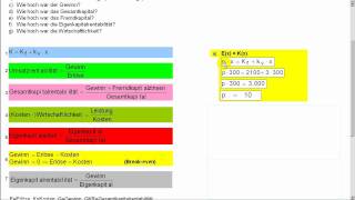 Allgemeine BWL  Grundlagen  Kennzahlen Kostenfunktion Erlöse Breakeven [upl. by Amluz]