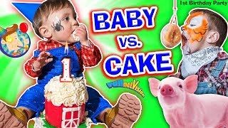 BABY vs CAKE Shawns 1st Birthday Party Family Games amp Activities w FUNnel Vision  Presents [upl. by Luzader]