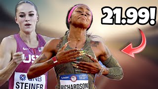 ShaCarri Richardson Beats Abby Steiner in 200m Heat  US Olympic Trials 2024 [upl. by Lupe644]