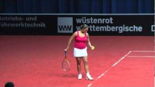 Tamira Paszek vs Zuzana Kucova service amp return game  Porsche Tennis Grand Prix 2011 [upl. by Zoarah414]