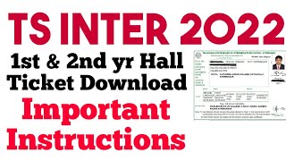 TS INTER 2022 Hall Ticket Download and Instructions [upl. by Pennie]