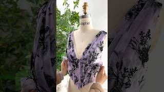 Making a corset v neck floral lavender midi dress creative dress promdress fashion sewing [upl. by Harris721]