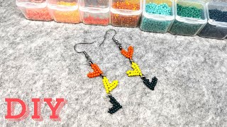 💛💚Kolczyki z Koralików  Wiszące Kolorowe Serduszka  DIY Tutorial [upl. by Annuahsal448]