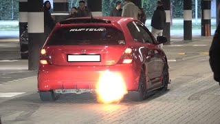 Night Meeting Rupteur 20 LOUD BURNOUTS FLAMES POPS amp BANGS TYPE R 450HP 2024 [upl. by Eimiaj]