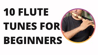 10 Simple Tunes to learn on Flute A scale for Beginners [upl. by Enailil]