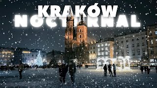 Exploring Christmas Krakow Old Town at Night in Heavy Snow Winter Walk [upl. by Eatnohs]