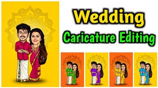 Wedding Caricature tutorial on mobile  Couple miniature photo Editing [upl. by Mou]